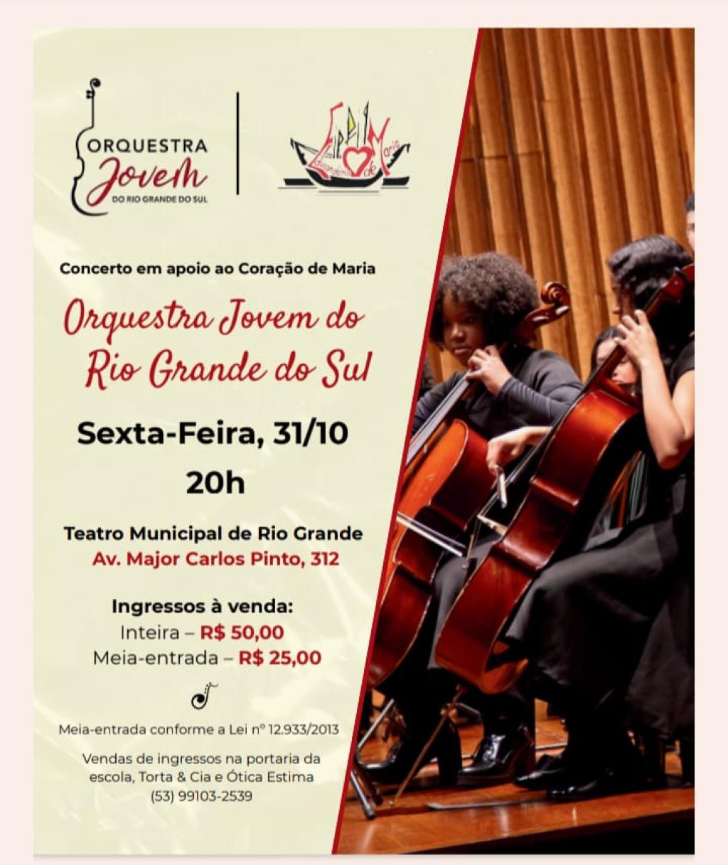 Orquestra Jovem do RS realiza concerto beneficente em apoio ao Coração de Maria nesta sexta-feira (31)